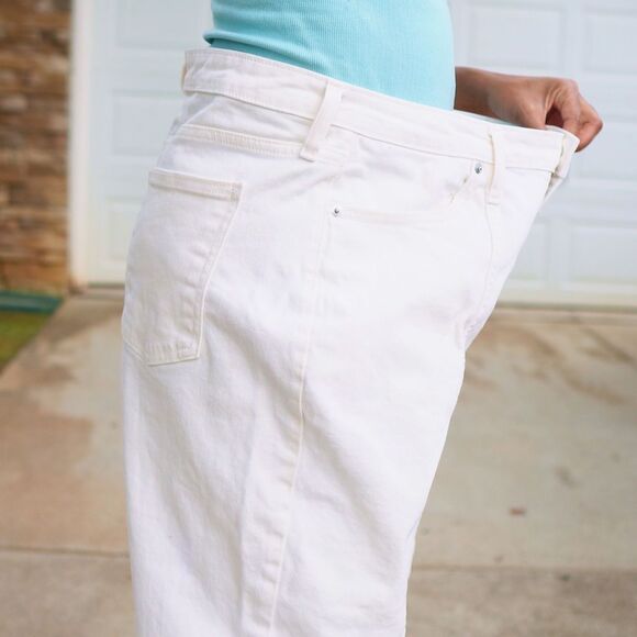 A New Day High-Rise Seamed Crop Jeans Cream 16/33R Straight Leg Neutral Denim - Picture 6 of 14